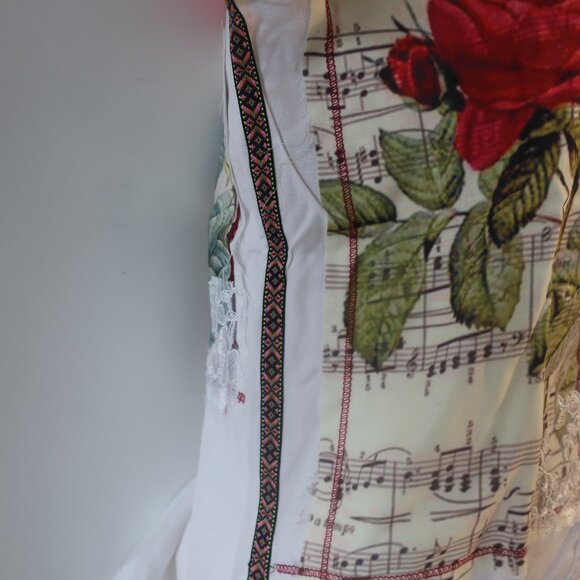 NWT Womens The Nu Vintage White Rose Button Down Shirt Sz L - Picture 5 of 8